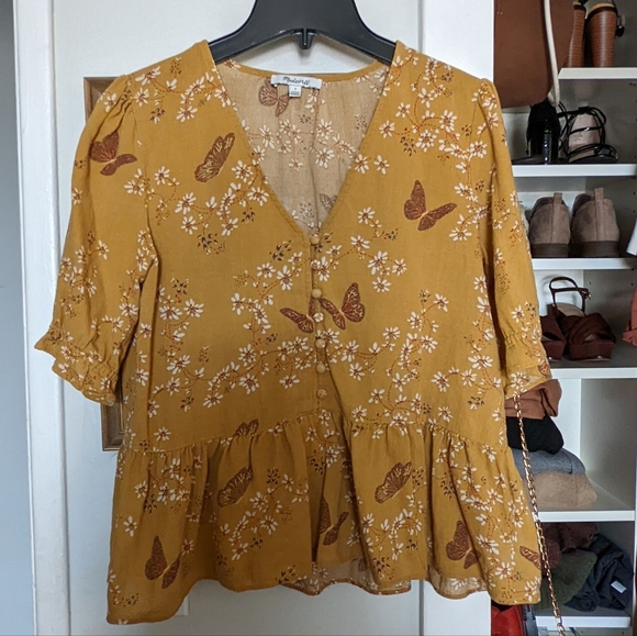 Madewell Tops - Madewell Peplum Blouse Small
